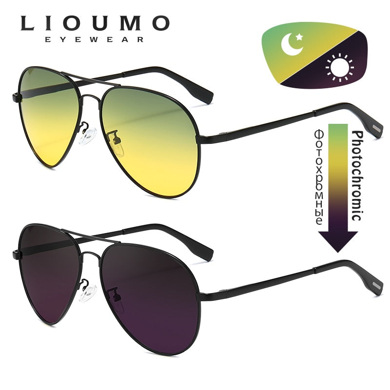 LIOUMO Pilot Sunglasses Polarized Men Pochromic Day Night Driving Glas –  Cinily