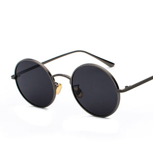 LIOUMO Retro Steampunk Sunglasses Men Women Round Vintage Glasses Trendy Shades Gold Frame UV400 Driving Goggle gafas sol hombre