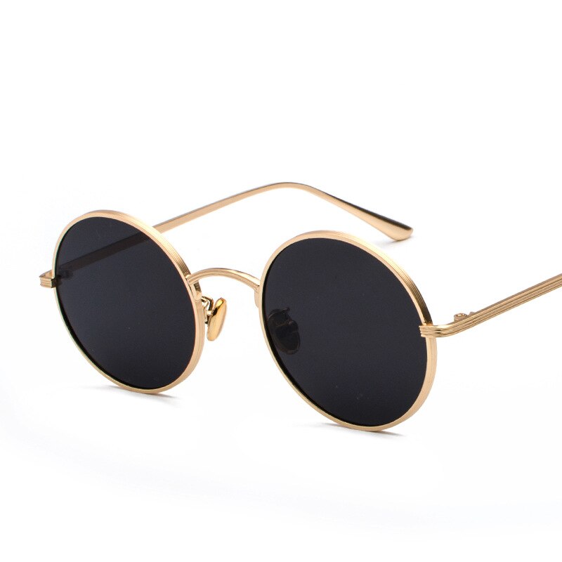 LIOUMO Retro Steampunk Sunglasses Men Women Round Vintage Glasses Trendy Shades Gold Frame UV400 Driving Goggle gafas sol hombre