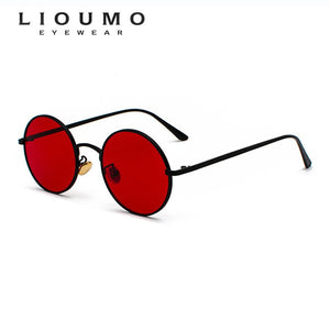 LIOUMO Retro Steampunk Sunglasses Men Women Round Vintage Glasses Trendy Shades Gold Frame UV400 Driving Goggle gafas sol hombre