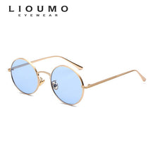 Load image into Gallery viewer, LIOUMO Retro Steampunk Sunglasses Men Women Round Vintage Glasses Trendy Shades Gold Frame UV400 Driving Goggle gafas sol hombre
