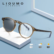 Load image into Gallery viewer, LIOUMO Round Glasses For Computer Anti-Blue Blocking Eyeglasses Men Women Change Color Lenses Photochromic Eyewear