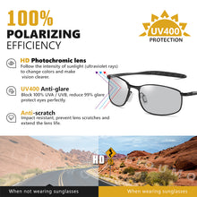 Load image into Gallery viewer, LIOUMO Square Metal Frame Male Sun Glasses Men Women Photochromic Sunglasses Polarized Lens For Small Face Eyewear gafas de sol