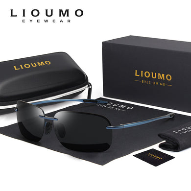 LIOUMO Square Polarized Sunglasses Men Rimless Glasses Women UV400 Protection Driving Eyewear Trendy Shades gafas de sol hombre