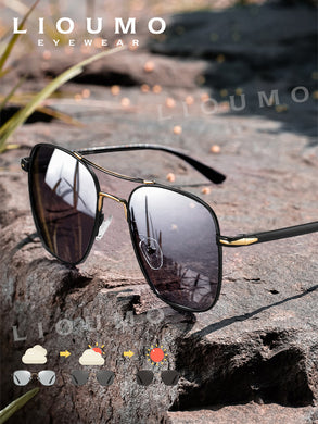LIOUMO  Intelligent Photochromic Polarized Sunglasses Men Trendy Driving Glasses Women Chameleon UV400 gafas de sol