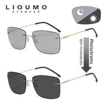 Load image into Gallery viewer, LIOUMO Ultralight Design Men Polarized Sunglasses Rimless Photochromic Glasses Women Rectangle Shades UV400 Unisex lentes de sol