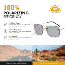 Load image into Gallery viewer, LIOUMO Ultralight Design Men Polarized Sunglasses Rimless Photochromic Glasses Women Rectangle Shades UV400 Unisex lentes de sol