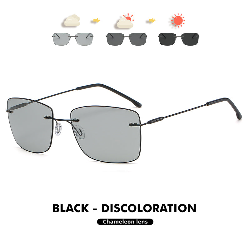 LIOUMO Ultralight Design Men Polarized Sunglasses Rimless Photochromic Glasses Women Rectangle Shades UV400 Unisex lentes de sol