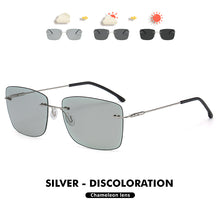 Load image into Gallery viewer, LIOUMO Ultralight Design Men Polarized Sunglasses Rimless Photochromic Glasses Women Rectangle Shades UV400 Unisex lentes de sol