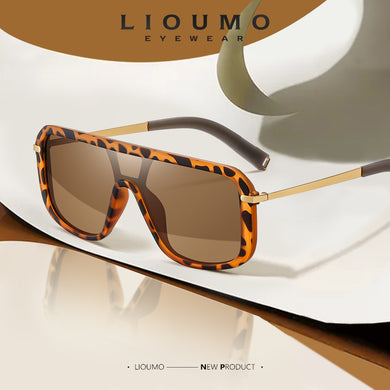 LIOUMO Vintage Glasses Women Polarized Sunglasses Men Driving Goggles Oversized Eyewear UV400 Leopard Frame gafas de sol