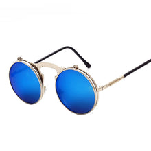 Load image into Gallery viewer, LIOUMO Vintage Steampunk Flip Sunglasses Men Women Round Retro Sun Glasses Double Lens Circle Eyewear UV400 lentes de sol hombre