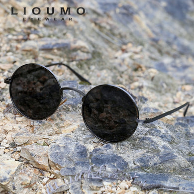 LIOUMO Vintage Steampunk Sunglasses Polarized Men Women Retro Rock Round Glasses UV400 Yellow Lens gafas polarizadas hombre
