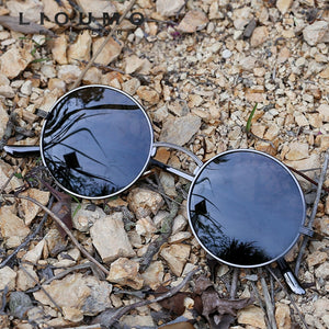 LIOUMO Vintage Steampunk Sunglasses Polarized Men Women Retro Rock Round Glasses UV400 Yellow Lens gafas polarizadas hombre