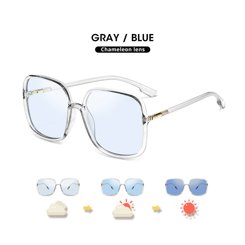 LM 2023 Oversize Square Photochromic Sunglasses Women Men Polarized Ultralight Anti Blue Ray Computer Glasses Goggle UV Blocking