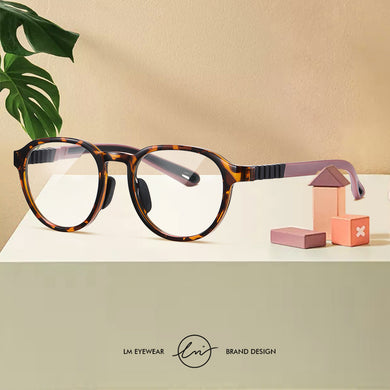 LM Blue Light Glasses For Kids Glasses For Girl Boy Round Frames TR90 Flexible Temples Computer Gaming Clear Eyewear