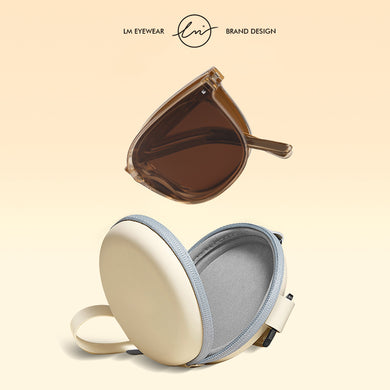 LM Folding Polarized Sunglasses Women Men Vintage Foldable Frame Glasses Retro Glasses Driving Mirror With Case UV400