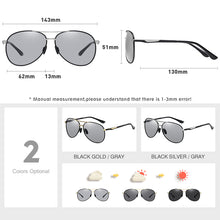 Load image into Gallery viewer, LM Men&#39;s Aviation Polarized Photochromic Sunglasses For Men Women Day Night Driving Chameleon Glasses lunettes de soleil homme