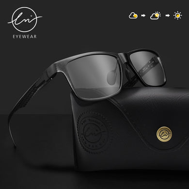 LM Photochromic Trending Styles Aluminium Magnesium Glass Square Men Sunglasses Women Polarized Sun glasses Sport Oculos de sol