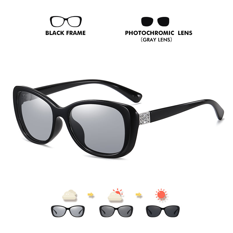 LM Trend Women Photochromic Polarized Sunglasses Simple Ladies UV400 Cat Eye Sun Glasses Diamond Vintage Female Oculos
