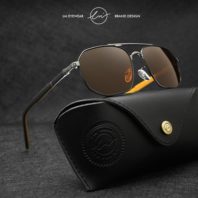 LM Vintage Sunglasses Men Polarized Hexagon Sun Glasses Tea Lens  Driving Fishing Outdoor UV400 Lunette De Soleil