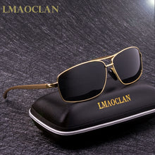 Carica l'immagine nel visualizzatore di Gallery, LMAOCLAN Brand Aluminium Magnesium Polarized Gold Sunglasses Men UV400 Classic Male Square Glasses Driving Eyewear Gafas Oculos
