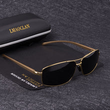 Carica l'immagine nel visualizzatore di Gallery, LMAOCLAN Brand Aluminium Magnesium Polarized Gold Sunglasses Men UV400 Classic Male Square Glasses Driving Eyewear Gafas Oculos