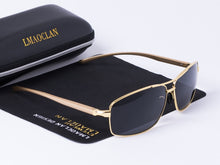 Carica l'immagine nel visualizzatore di Gallery, LMAOCLAN Brand Aluminium Magnesium Polarized Gold Sunglasses Men UV400 Classic Male Square Glasses Driving Eyewear Gafas Oculos