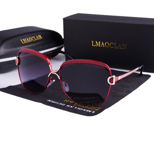 LMAOCLAN Polarized Ladies Sunglasses Women Gradient Lens Round Sun Glasses Square  Brand Oculos Lunette De Soleil Femme