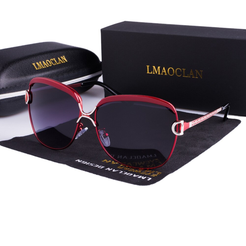 LMAOCLAN Polarized Ladies Sunglasses Women Gradient Lens Round Sun Glasses Square  Brand Oculos Lunette De Soleil Femme