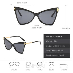 LNFCXI Cat Eye Retro Large Frame Sunglasses Men Women Shades Vintage Glasses UV400 Gafas De Sol Mujer
