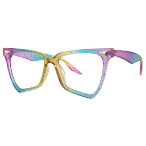 LNFCXI  Cat Eye Rainbow Sunglasses Female Leopard Grain Rice Nail Rainbow Color Women eye glasses frames for Women
