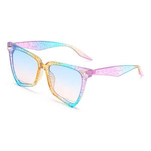 LNFCXI  Cat Eye Rainbow Sunglasses Female Leopard Grain Rice Nail Rainbow Color Women eye glasses frames for Women
