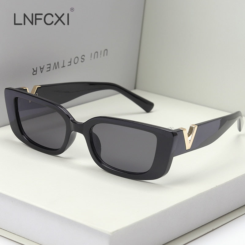 LNFCXI Occhiali da sole Cat Eye retrò con montatura piccola per donna 2022 V Occhiali da sole da uomo Occhiali da sole in gelatina con cerniere in metallo 