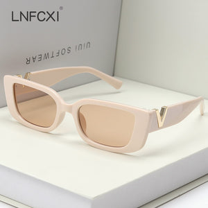 LNFCXI Occhiali da sole Cat Eye retrò con montatura piccola per donna 2022 V Occhiali da sole da uomo Occhiali da sole in gelatina con cerniere in metallo 