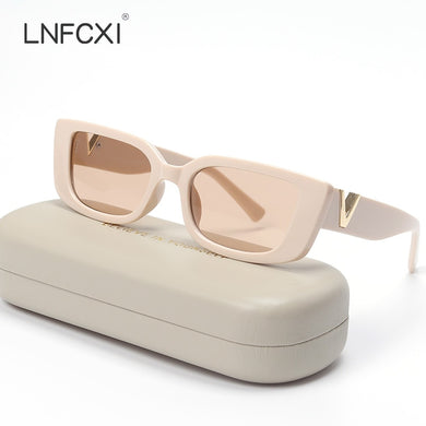 LNFCXI Occhiali da sole Cat Eye retrò con montatura piccola per donna 2022 V Occhiali da sole da uomo Occhiali da sole in gelatina con cerniere in metallo 