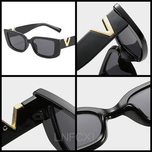LNFCXI Occhiali da sole Cat Eye retrò con montatura piccola per donna 2022 V Occhiali da sole da uomo Occhiali da sole in gelatina con cerniere in metallo 