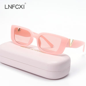 LNFCXI Occhiali da sole Cat Eye retrò con montatura piccola per donna 2022 V Occhiali da sole da uomo Occhiali da sole in gelatina con cerniere in metallo 