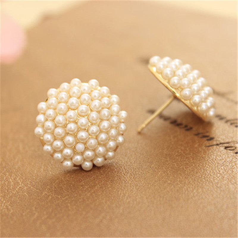 Sale 1 Pair Women Girl Fashion Hot Imitation Pearl Beads Beige Mushroom Shape Ear Stud Earrings Gift