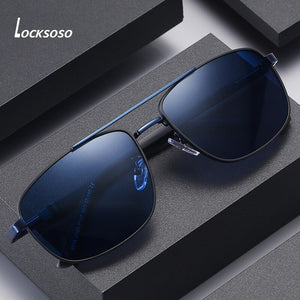 LOCKSOSO Sunglasses Men 2023 Classic Retro Driving Summer Polarized UV400 Decorative Sun Glasses mirror brand designer