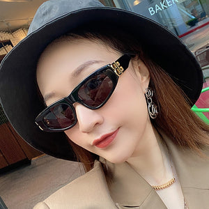 LONSY Cat Eye Sunglasses Women Men  Brand Designer Retro Small Square Rectangle Sun Glasses Shades Female UV400