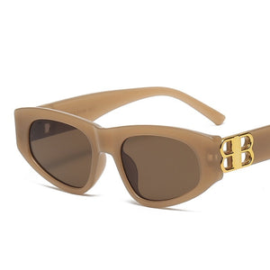 LONSY Cat Eye Sunglasses Women Men  Brand Designer Retro Small Square Rectangle Sun Glasses Shades Female UV400