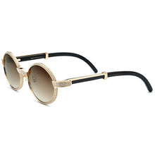 Load image into Gallery viewer, LONSY  Round Design Nature Crystal Buffalo Horn Sunglasses Women Vintage Eyeglasses Oculos Gafas Accessories