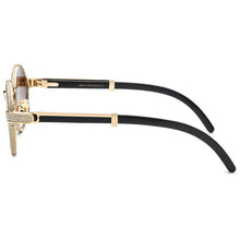 Load image into Gallery viewer, LONSY  Round Design Nature Crystal Buffalo Horn Sunglasses Women Vintage Eyeglasses Oculos Gafas Accessories