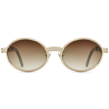 Load image into Gallery viewer, LONSY  Round Design Nature Crystal Buffalo Horn Sunglasses Women Vintage Eyeglasses Oculos Gafas Accessories
