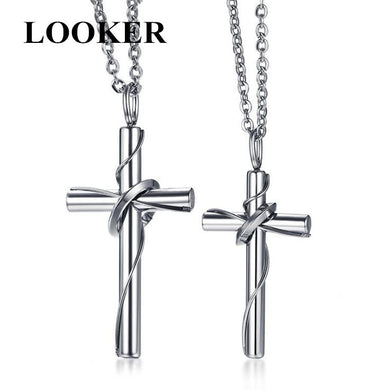Circle Cross Pendant Necklace Stainless Steel Christian Crucifix Necklaces for Christian Jewelry