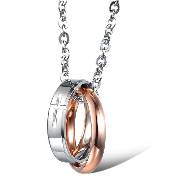 Fashion Lover's Necklaces Classical 316L Stainless Steel Cross Design Pendant New Rose Gold/Black Color Jewelry