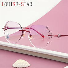 Load image into Gallery viewer, LOUISE STAR Beauty mirror titanium diamond anti-blue light carved butterfly lens flat mirror lady myopia prescription mirror