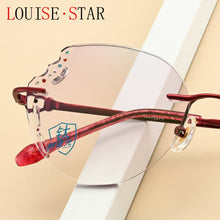 Load image into Gallery viewer, LOUISE STAR Beauty mirror titanium diamond anti-blue light carved butterfly lens flat mirror lady myopia prescription mirror