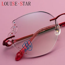 Load image into Gallery viewer, LOUISE STAR Beauty mirror titanium diamond anti-blue light carved butterfly lens flat mirror lady myopia prescription mirror