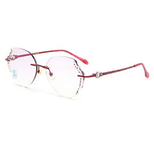 Load image into Gallery viewer, LOUISE STAR Beauty mirror titanium diamond anti-blue light carved butterfly lens flat mirror lady myopia prescription mirror